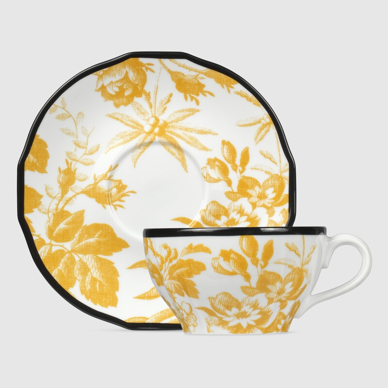 Herbarium teacup and saucer, double set