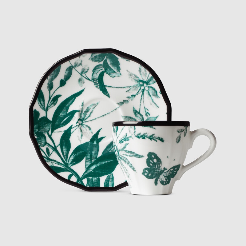 Herbarium coffee cup and saucer, double set