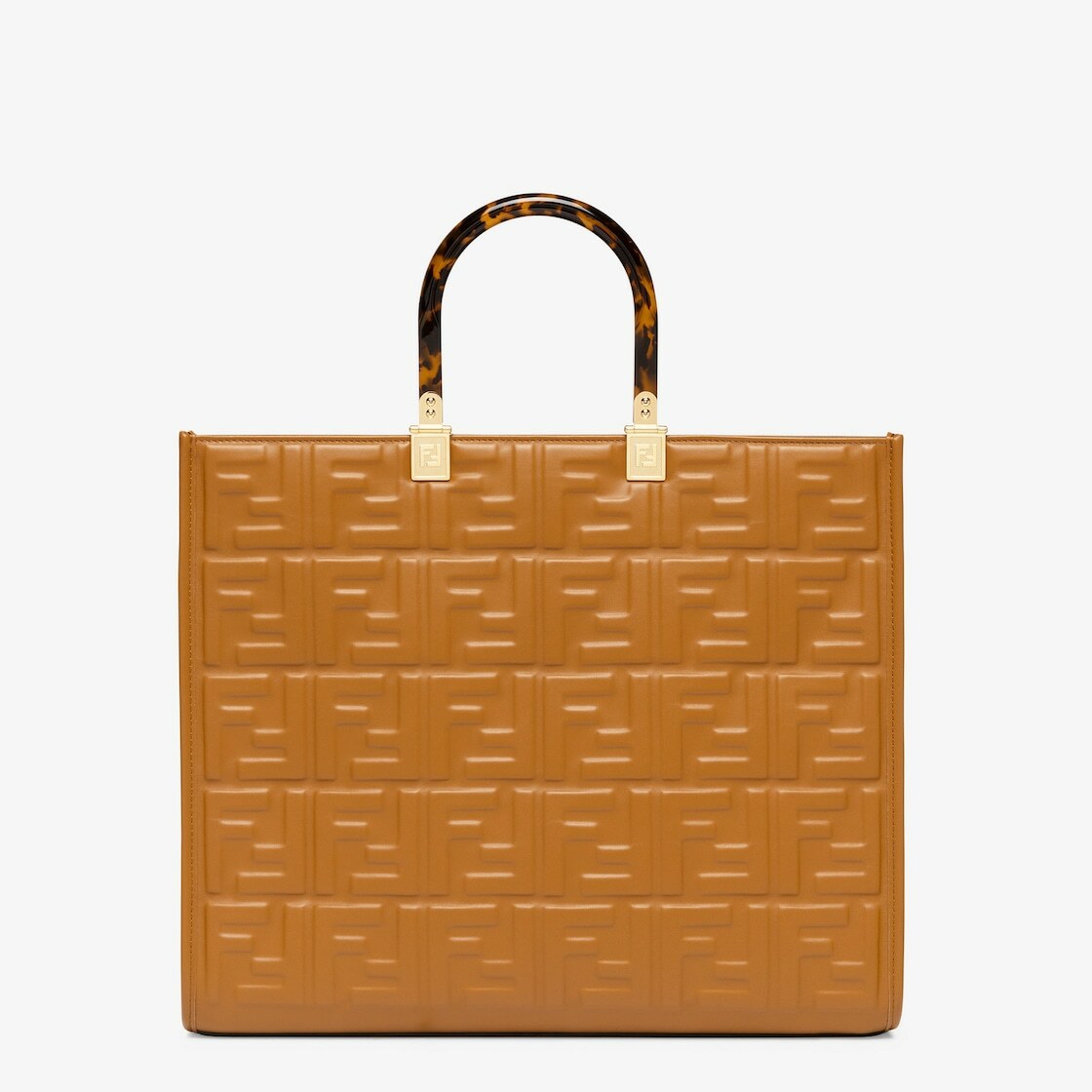 Fendi Sunshine Medium - Brown Leather Shopper with FF Motif