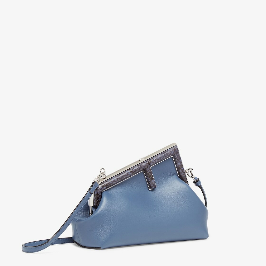Fendi First Small - Blue leather and python leather bag
